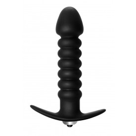 Чёрная анальная пробка с вибрацией Twisted Anal Plug - 13 см.