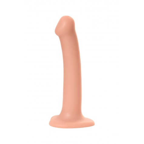 Телесный фаллос на присоске Silicone Bendable Dildo M - 18 см.