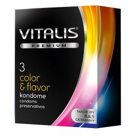 Цветные ароматизированные презервативы VITALIS PREMIUM color & flavor - 3 шт.